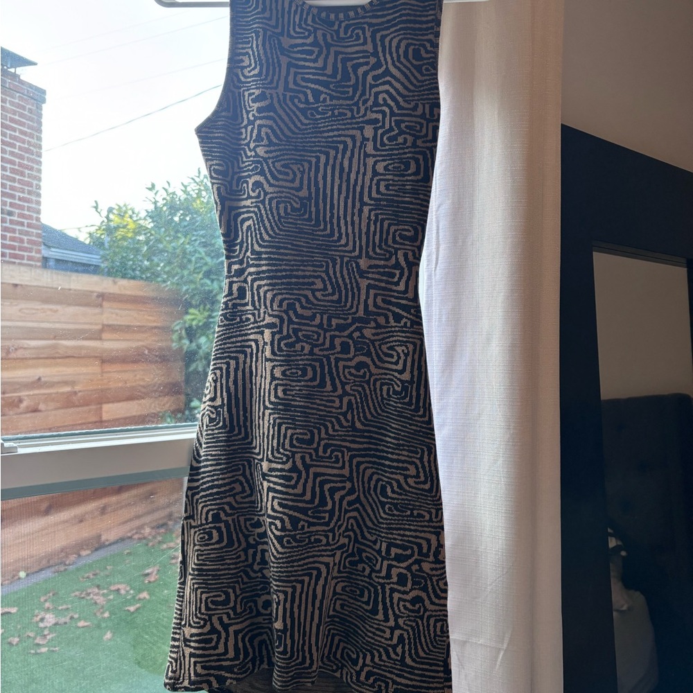 Forever 21 Black and Gold Maze Mini Dress with open back detail